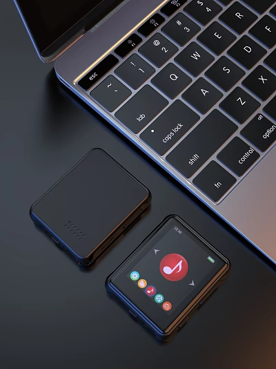 Modern Laptop With Keyboard Design And Portable Power Bank Near Smartphone 3d model