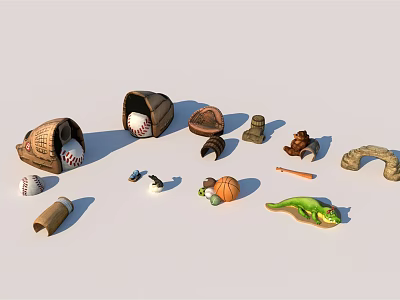 Modern cartoon sketch glass steel products 3d model