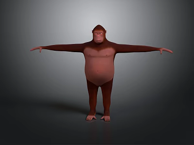 Monkey Standing Pose With Arms Outstretched 3D Model Digital Rendering 3d model