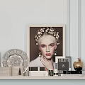 Elegant Decorative Ornament Set With Chanel Bag Framed Portrait Decorative Plate And Candles