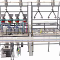 Industrial Processing Equipment With Multi Level Metal Platforms Piping Systems And Access Stairs