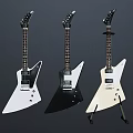 V Shaped Electric Guitars Collection Display in White Black and Cream Colors
