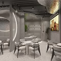 Modern Hotel Mahjong Room Interior With White Tables Chairs Green Plants And Wall Decor