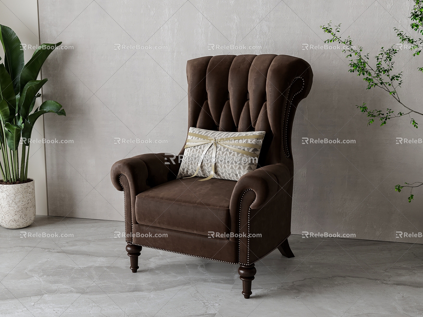 American-style leather lounge chair 3d model