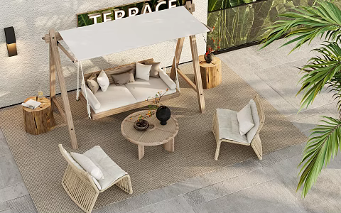 Modern Swing Chair Outdoor Rocking Chair Table and Chair Combination Hanging Chair Courtyard Hanging Chair 3d model