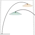 Modern Curved Floor Lamp With Green Shade And White Interior Glowing In Minimalist Room