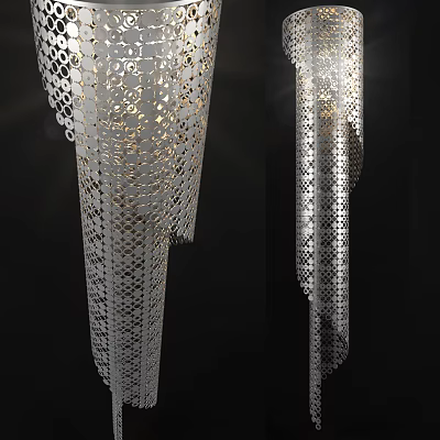 Modern Metal Chandelier With Hollow Out Design And Vertical Hanging Structure For Interior Space 3d model