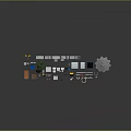 Miniature Industrial Lab Furniture Model Featuring Equipment Cabinets Machines And Plants