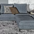 Gray L Shaped Sofa Set With Colorful Pillows Side Table And Floor Lamp 3d model