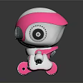 Cute Pink And White Robot With Color Vision Logo And Round Yellow Eyes