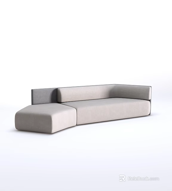 Stylish Modern Sectional Sofa With Neutral Fabric Upholstery And Comfortable Seating 3d model