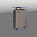 Beige Modern Suitcase With Striped Design Telescopic Handle And Rolling Wheels 3d model