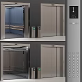 Public Facility Elevator With Stainless Steel Door Control Panel Buttons And Trash Bins