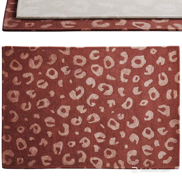 Square Rug With Brown And Beige Leopard Print Pattern For Living Room Decor 3d model