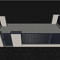 Modern Black Entrance Gate With Metal Fence White Wall And Gravel Ground