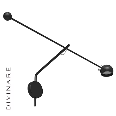 Modern Black Wall Lamp with Crossbar Structure and Double Light Heads 3d model