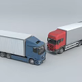 Red and Blue Box Cargo Trucks for Commercial Transport Applications