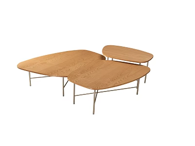 Modern Wooden Coffee Table With Metal Legs And Irregular Multi Panel Design 3d model
