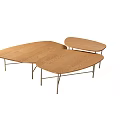 Modern Wooden Coffee Table With Metal Legs And Irregular Multi Panel Design