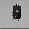Stylish Navy Blue Backpack with Orange Patch Top Handle and Structured Design