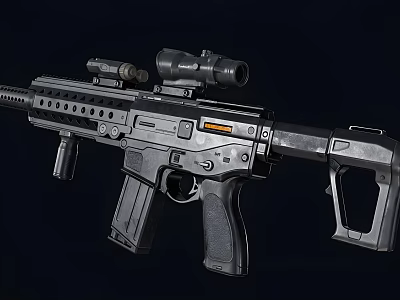 Tactical Modern Rifle With High Power Scope And Tactical Rail System 3d model