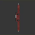 Red Industrial Secure Door With Central Circular Lock And Cross Metal Bars Design Elements