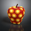 Red Apple With Yellow Polka Dots Shiny Surface And Brown Stem 3d model