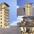 Multi Storey Residential Building With Balconies Roof Terrace And Large Windows