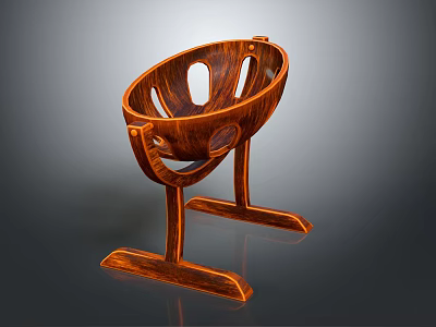 Wooden Baby Crib With Oval Shape Cutout Design And Sturdy Legs 3d model