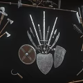 Ancient Samurai Weapon Shield Sword 3d model