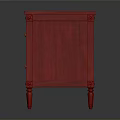 Red Wooden Nightstand Furniture With Two Drawers And Round Knobs