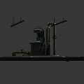 Industrial Mechanical Structure Featuring Green Pipes Concrete Base Tanks And Colored Cables