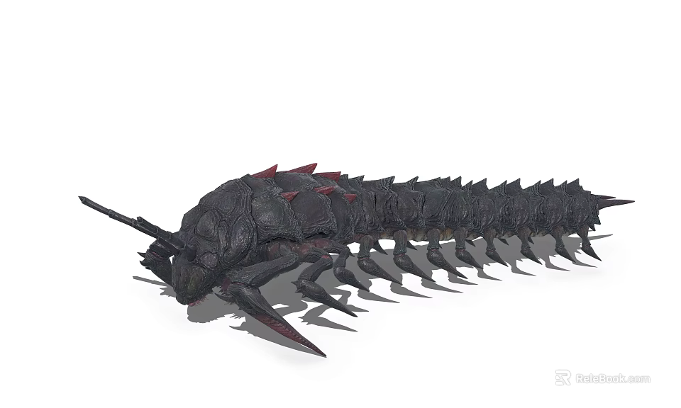 Game And Movie Monster Character With Black Exoskeleton Red Spikes And Multiple Legs 3d model 