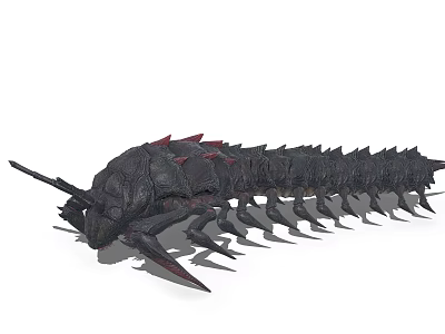 Game And Movie Monster Character With Black Exoskeleton Red Spikes And Multiple Legs 3d model
