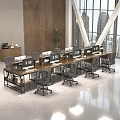 Modern Industrial Solid Wood Office Desks With Partitions For Spacious Open Plan Team Workplace