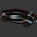 Silver Car With Red Roof Stripe Red Rims Streamlined Body And Reflective Finish