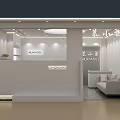 Elegant Modern Mall Store Interior With Reception Counter And Sofa
