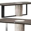 Modern Dining Table With Wooden Tabletop And Cylindrical Metal Pedestal Frame