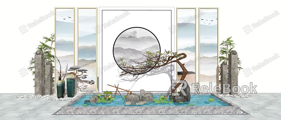 New Chinese landscape sketch bolt water drop landscape model