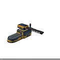 Yellow Blue Industrial Machinery With Extendable Arm Mobile Wheels And Upper Platform 3d model