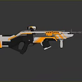 Futuristic Sci Fi Weapon With Orange White And Black Colorful Design Details And Modern Features