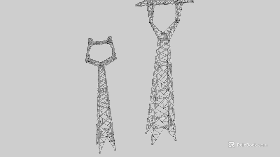 Industrial Equipment Lattice Tower Structures With Metal Grid Frame And Different Heights 3d model 