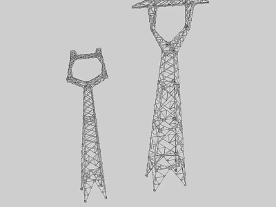 Industrial Equipment Lattice Tower Structures With Metal Grid Frame And Different Heights 3d model