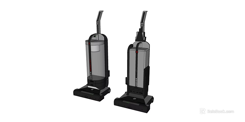 Two Modern Upright Vacuum Cleaners With Transparent Dust Bin And Sleek Black Gray Design 3d model 