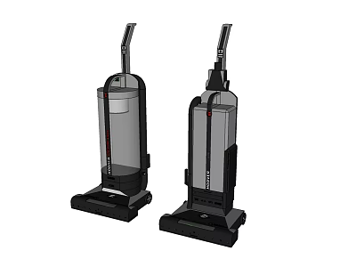 Two Modern Upright Vacuum Cleaners With Transparent Dust Bin And Sleek Black Gray Design 3d model