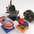 Colorful Children's Playground Equipment Featuring Boat Tractor Plane and Vehicle Designs for Kids