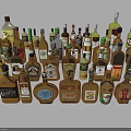 Different Types Of Alcohol Glass Bottles With Various Labels And Shapes