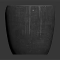 Hand Carved Dark Gray Ceramic Pot With Soil And Small Plants Design