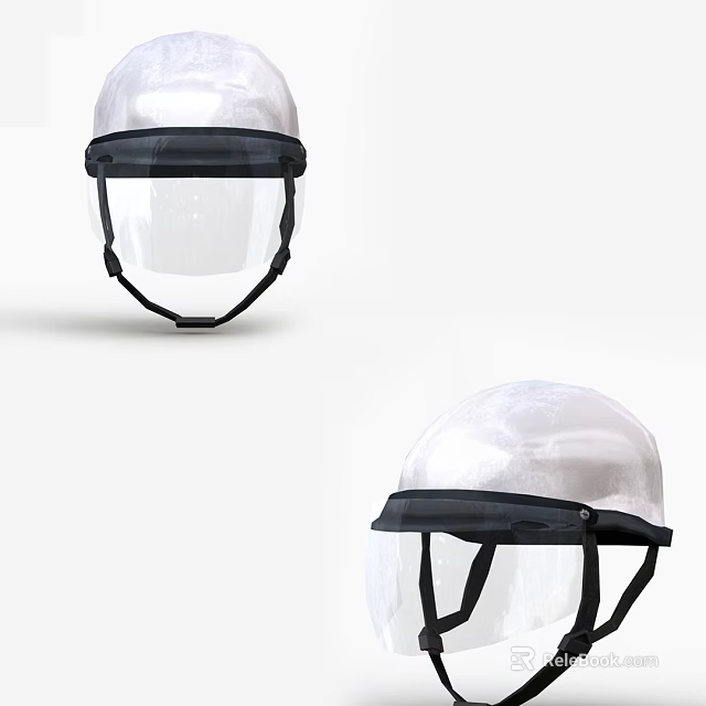Safety Protective Helmet With Transparent Face Shield And Black Straps Design 3d model 