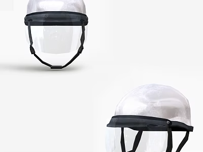 Safety Protective Helmet With Transparent Face Shield And Black Straps Design 3d model